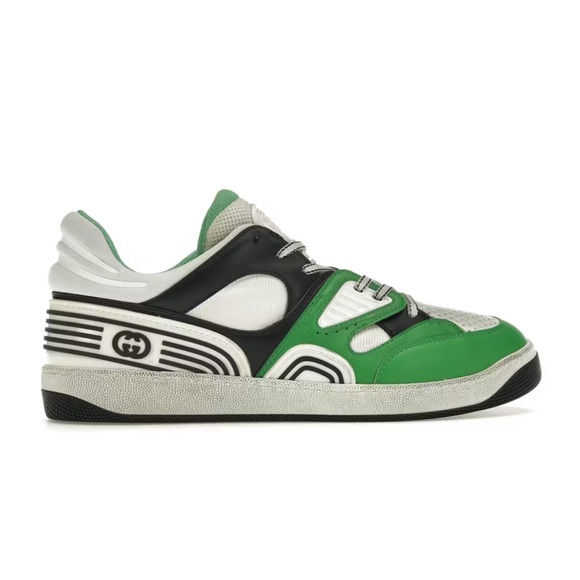 Gucci Basket Low Green Demetra Sneakers Men’s Size 14.5 Green White Black - Picture 1 of 5